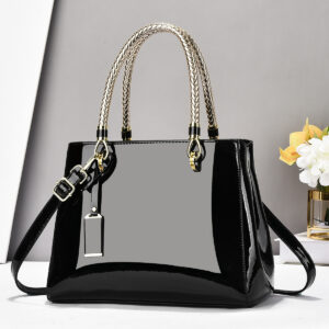 Sac à main tendance en cuir verni brillant, sac à bandoulière décontracté de grande capacité