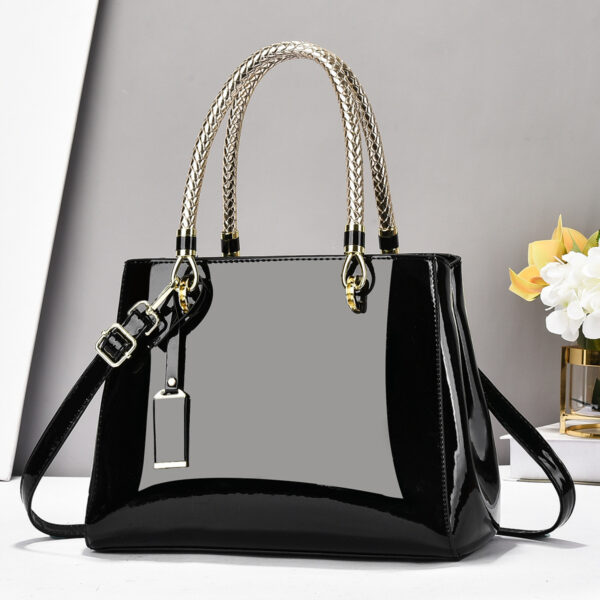 Sac à main tendance en cuir verni brillant, sac à bandoulière décontracté de grande capacité