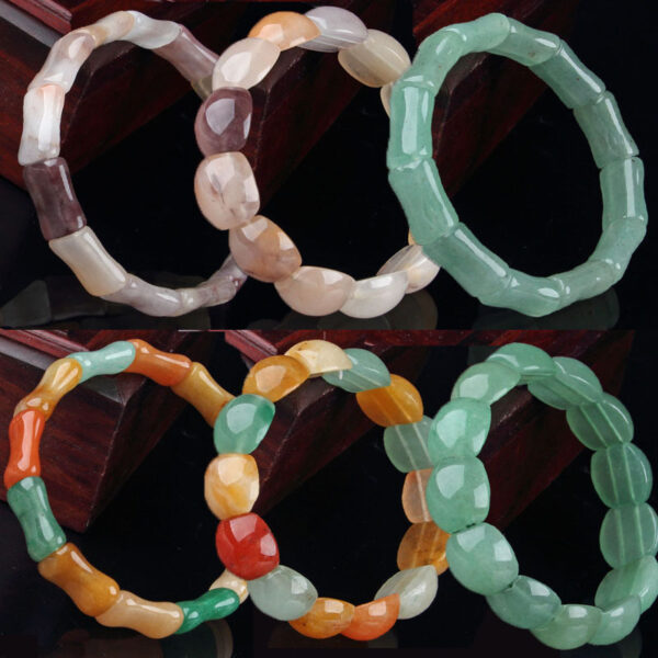 Bracelet en jade Dongling naturel, enfilé à la main, aux couleurs variées, à grosses perles irrégulières, pour femme, enfilé à la main, chaîne d'approvisionnement en direct