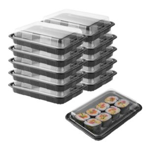 Lot de 10 plateaux-buffet avec couvercles, grands plateaux rectangulaires pour sandwichs, plateaux de traiteur réutilisables et robustes pour préserver la fraîcheur, parfaits pour les repas de fête, les événements et un usage domestique