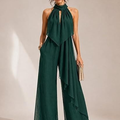 Combinaison d'été élégante, sans manches, à coupe asymétrique et de couleur unie, pour femme