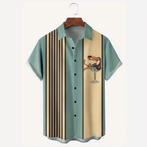 Chemise hawaïenne à rayures, boucle, manches courtes, pour homme