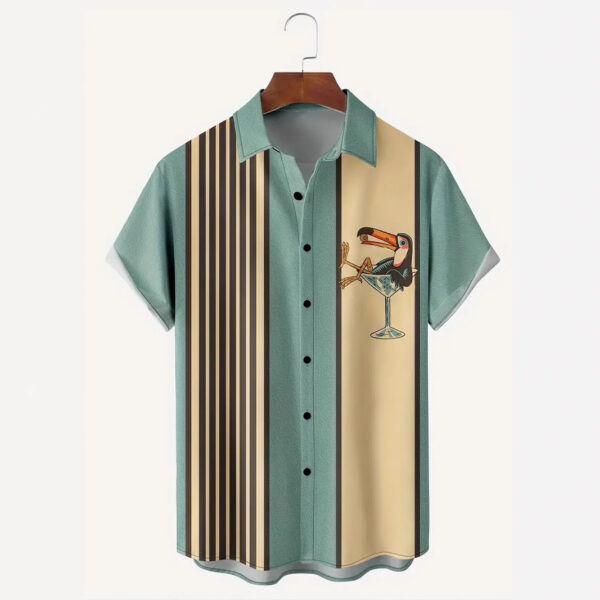 Chemise hawaïenne à rayures, boucle, manches courtes, pour homme