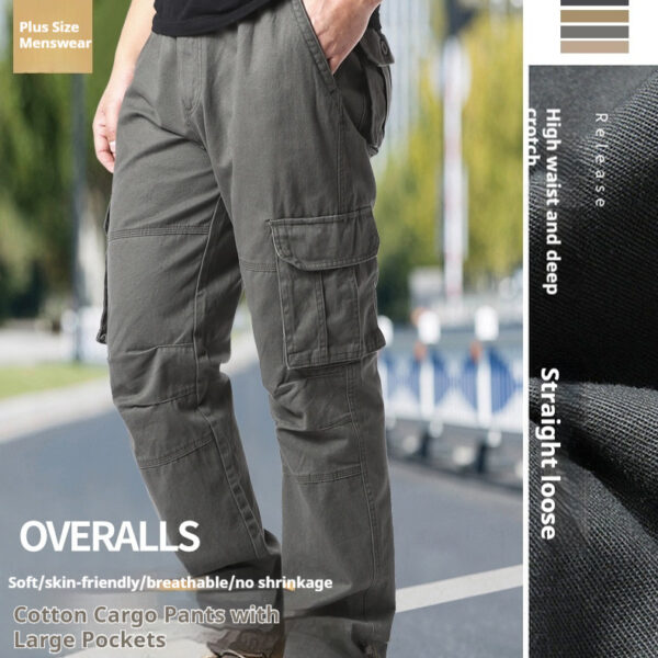Pantalon cargo en coton à multiples poches pour homme, coupe ample, résistant à l'usure, pour les loisirs en plein air