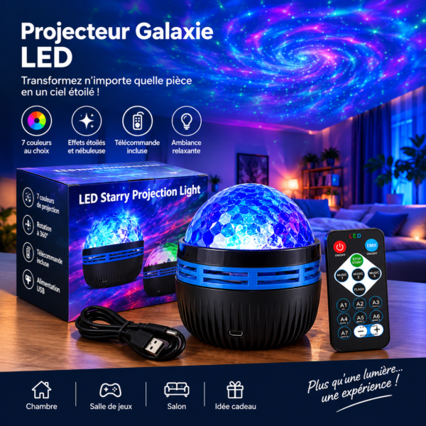 Lampe de projection ciel étoilé