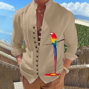 Chemise décontractée pour homme, au design sobre, avec impression numérique 3D