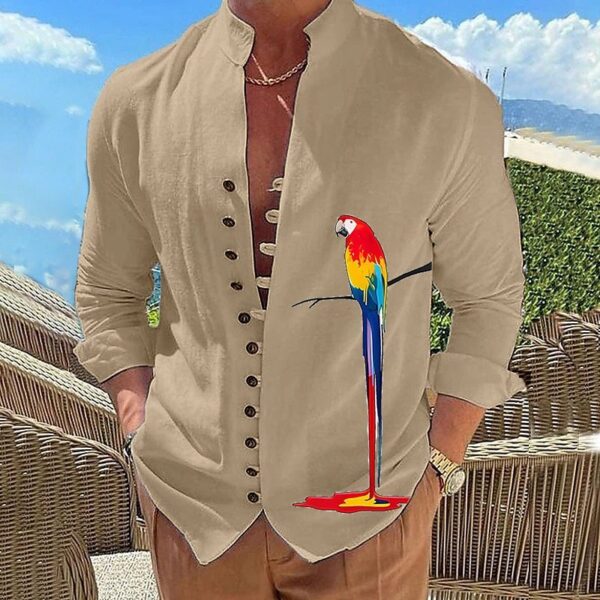 Chemise décontractée pour homme, au design sobre, avec impression numérique 3D