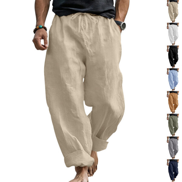 Pantalon de sport décontracté pour homme, en lin, style hawaïen, grande taille, toutes saisons