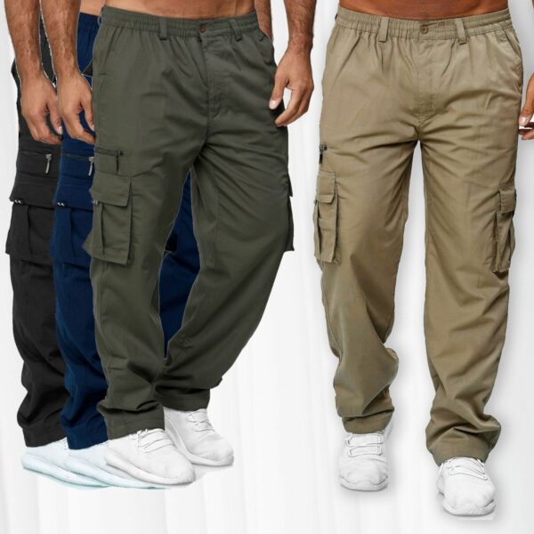 Pantalon cargo droit ample à multiples poches pour homme, style décontracté