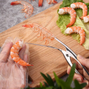 Éplucheur à crevettes – Ustensiles de cuisine – Éplucheur à crevettes portable en acier inoxydable – Décortiqueur à homard – Ustensiles de cuisine pratiques – Couteaux de pêche – Outils