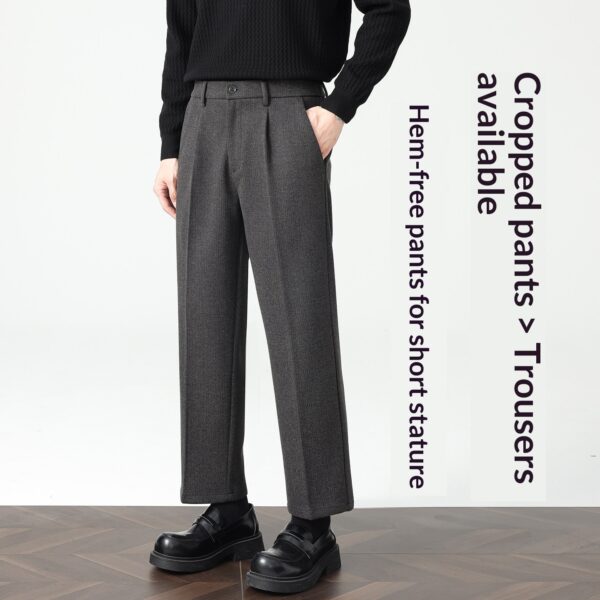 Nouveau pantalon court décontracté en laine pour homme