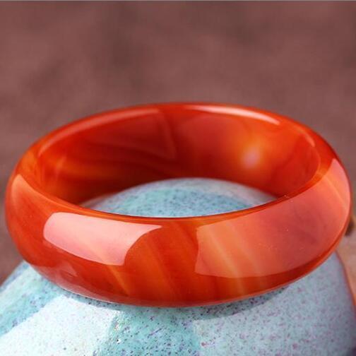 Bracelet en agate rouge authentique, vendu en gros directement de l'usine, élargi et épaissi, de qualité A. Bracelet de mode pour femme en calcédoine, étroit, avec motif en forme de flammes