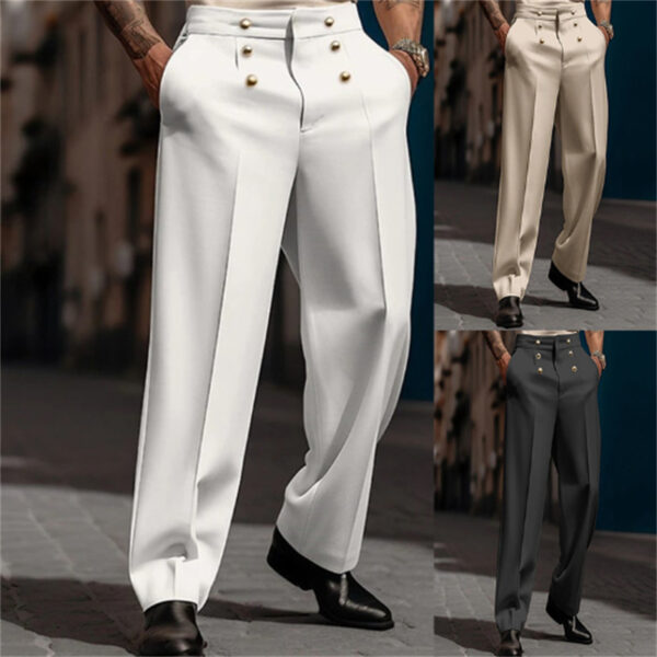 Pantalon de costume pour homme, coupe ample et jambes droites, pour les occasions habillées