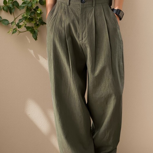 Pantalon à jambes larges et à double pli