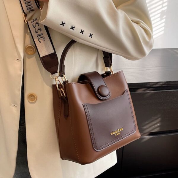 Sac à bandoulière à large bandoulière – Sac seau chic à porter sur une épaule