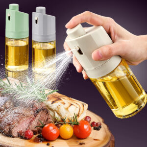 Gadget de cuisine 2-en-1 : presse à huile en verre, distributeur d'huile et injecteur de combustible pour barbecue
